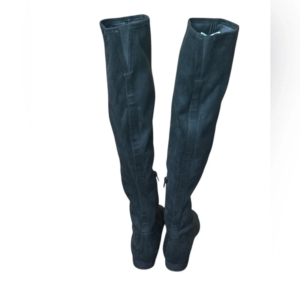Ivanka Trump Over-The-Knee Black Suede Boots Patent Toe Size 6.5